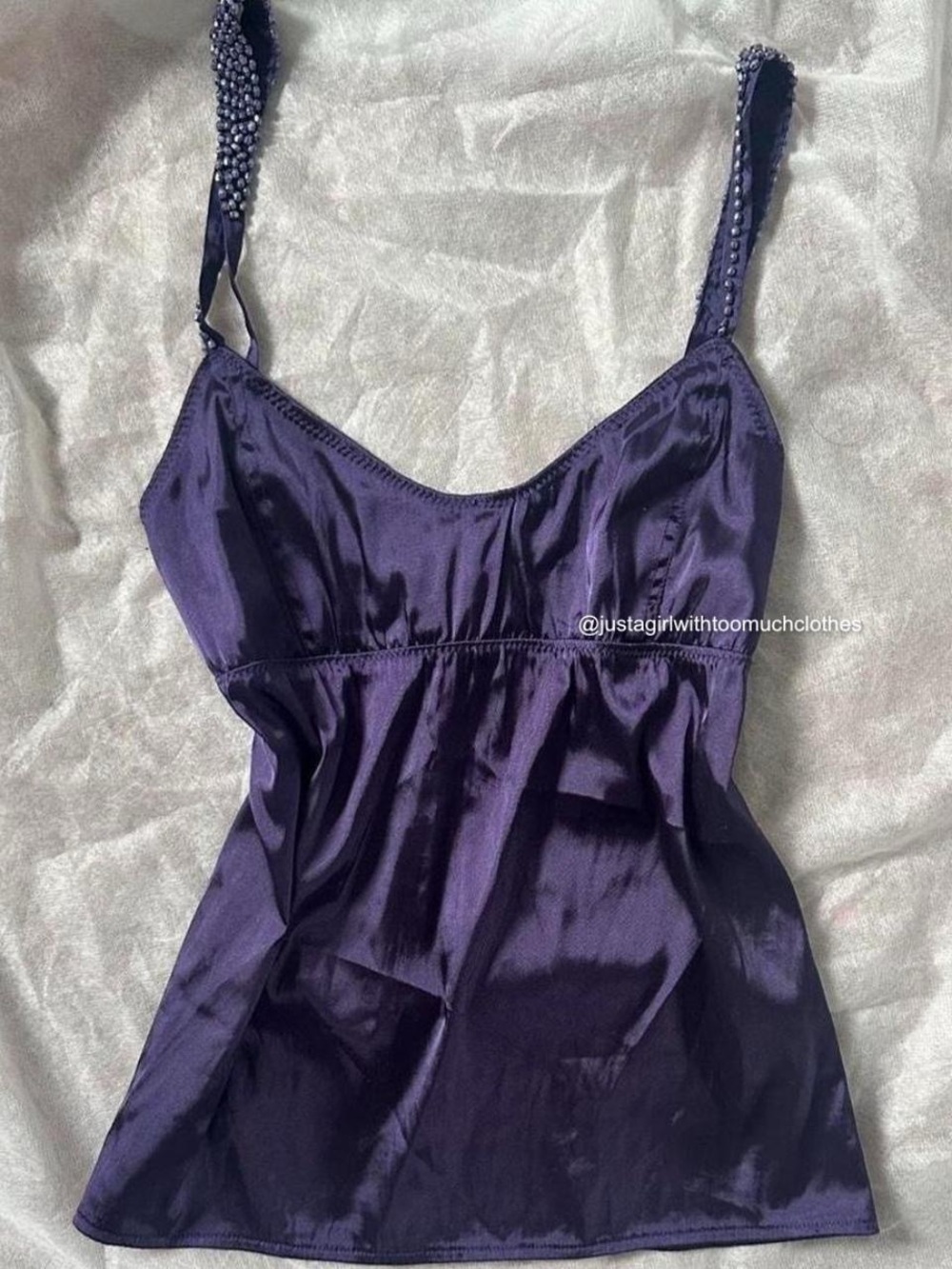 Silky Purple Satin Camisole Top
